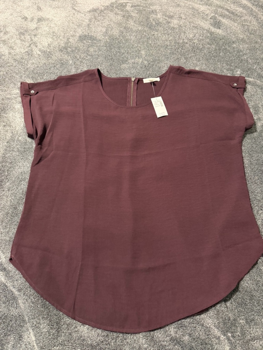 Maurices Womens Short Sleeve Round Neck Blouse in Plum